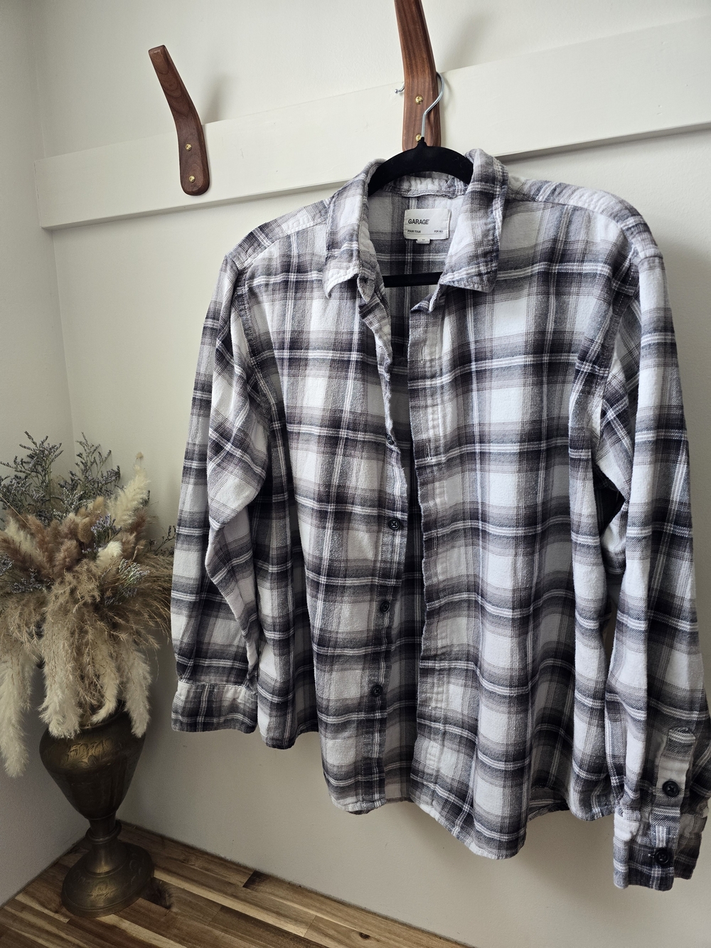 Garage Black and White Plaid Flannel